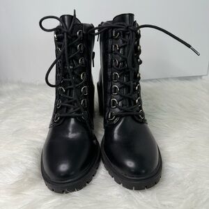 Alfani Black Combat Moto Boots with Rugged Sole